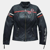 Miss Enthusiast Harley Davidson Black Cowhide Motorcycle Leather Jacket for Women - MNCLeather